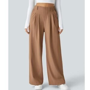 Sz Med HALARA Macchiato Flex High Waisted Pocket Wide Leg Waffle Work Pants